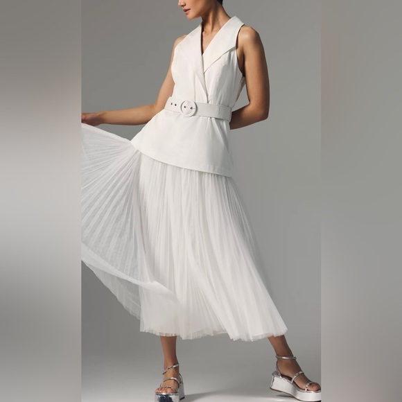 Hutch Dresses & Skirts - HUTCH $280 ANTHROPOLOGIE White Tulle Vest Dress‎ Size 2 Coquette Wedding Bride